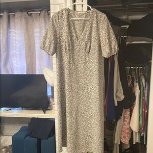 Elegant Black and White brown and blue Patterned Dress